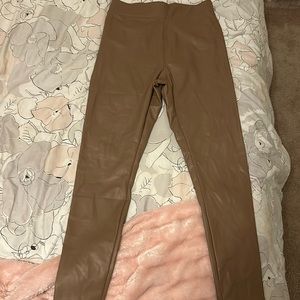 Brown pleather leggings M NWT